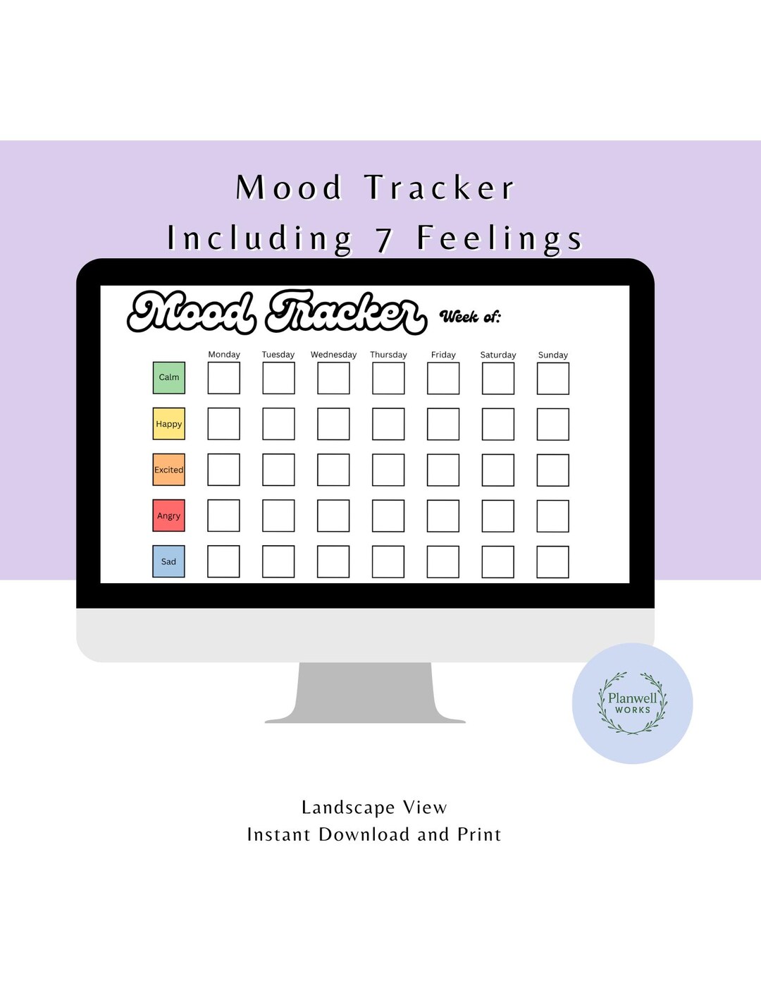 Mood Tracker Printable | Weekly Emotion Log | Mental Health Check-in ...
