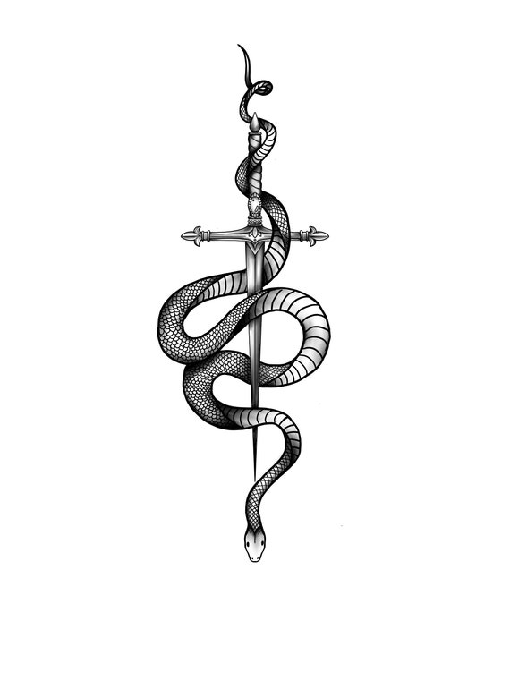 Snake Sword Tattoo Design - Etsy