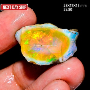 Opal Rough Gemstone, Natural Crystal Opal Welo Fire Opal, Flashy Fire, Specimens Ethiopian Opal Raw, Oil Opal Rough 22.5 Cts 23X17X15 mm