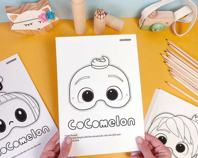 Cocomelon Characters Masks Coloring Printable 9 Fun Coloring Etsy