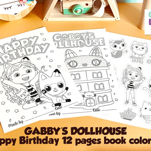 Gabbys Dollhouse Characters Happy Birthday 12 Fun Coloring - Etsy New Zealand