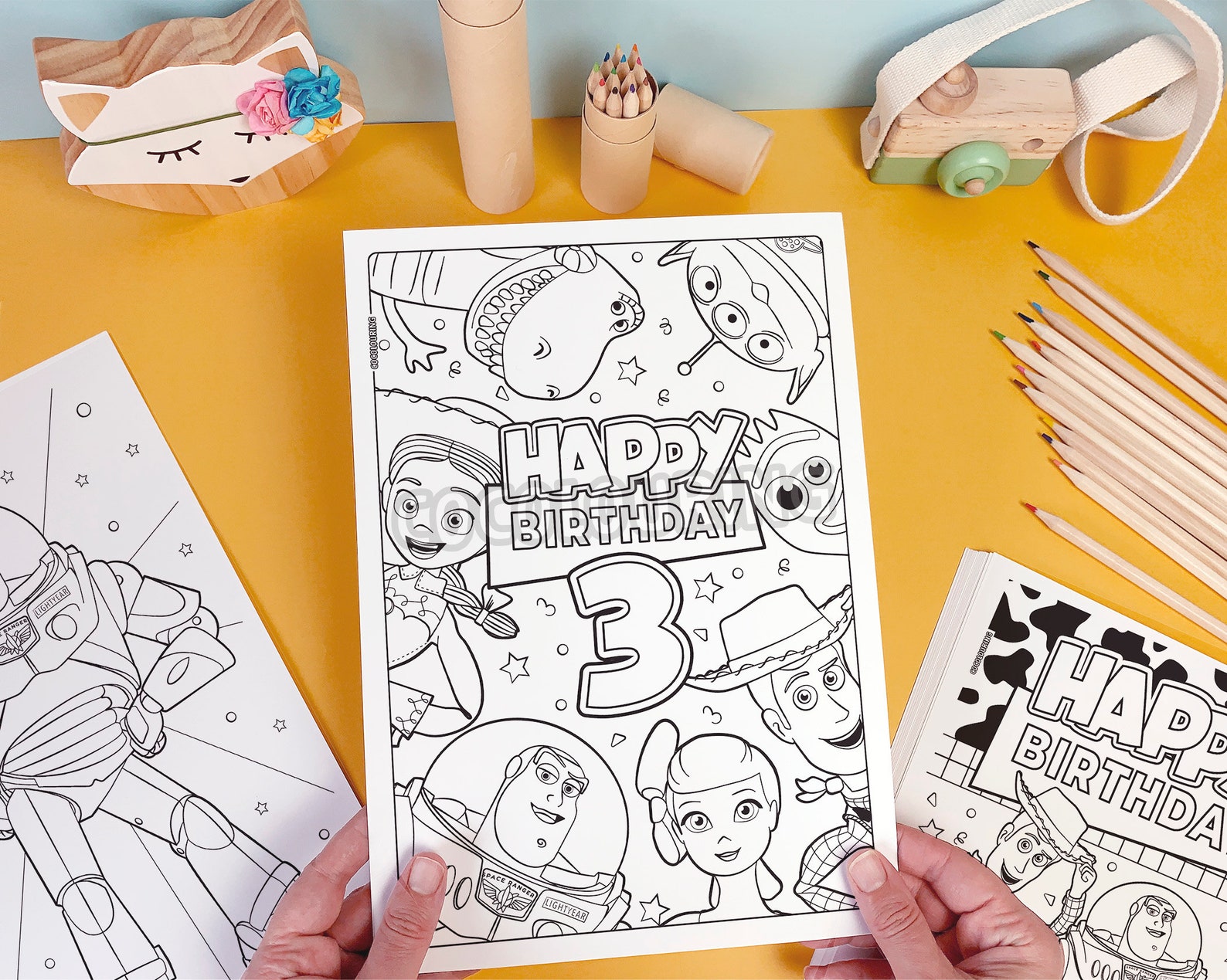 Toy Story Characters Happy 3rd Birthday 9 Fun Coloring Pages - Etsy