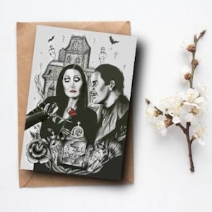 Addams Family Morticia And Gomez Card