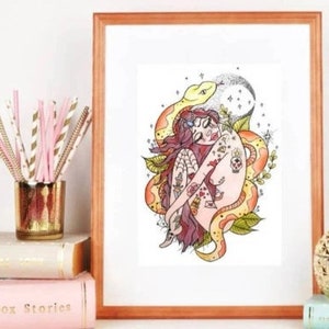 Gothic Home Decor A4 Tattoo Snake Print