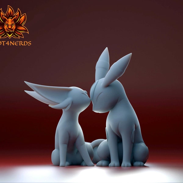 Nachtara und Psiana -  bemalbare Pokemon Fan Art Figur -  Espeon and Umbreon