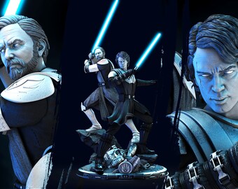 Anakin Skywalker and Obi Wan Kenobi Diorama Scale 1/12 Paintable