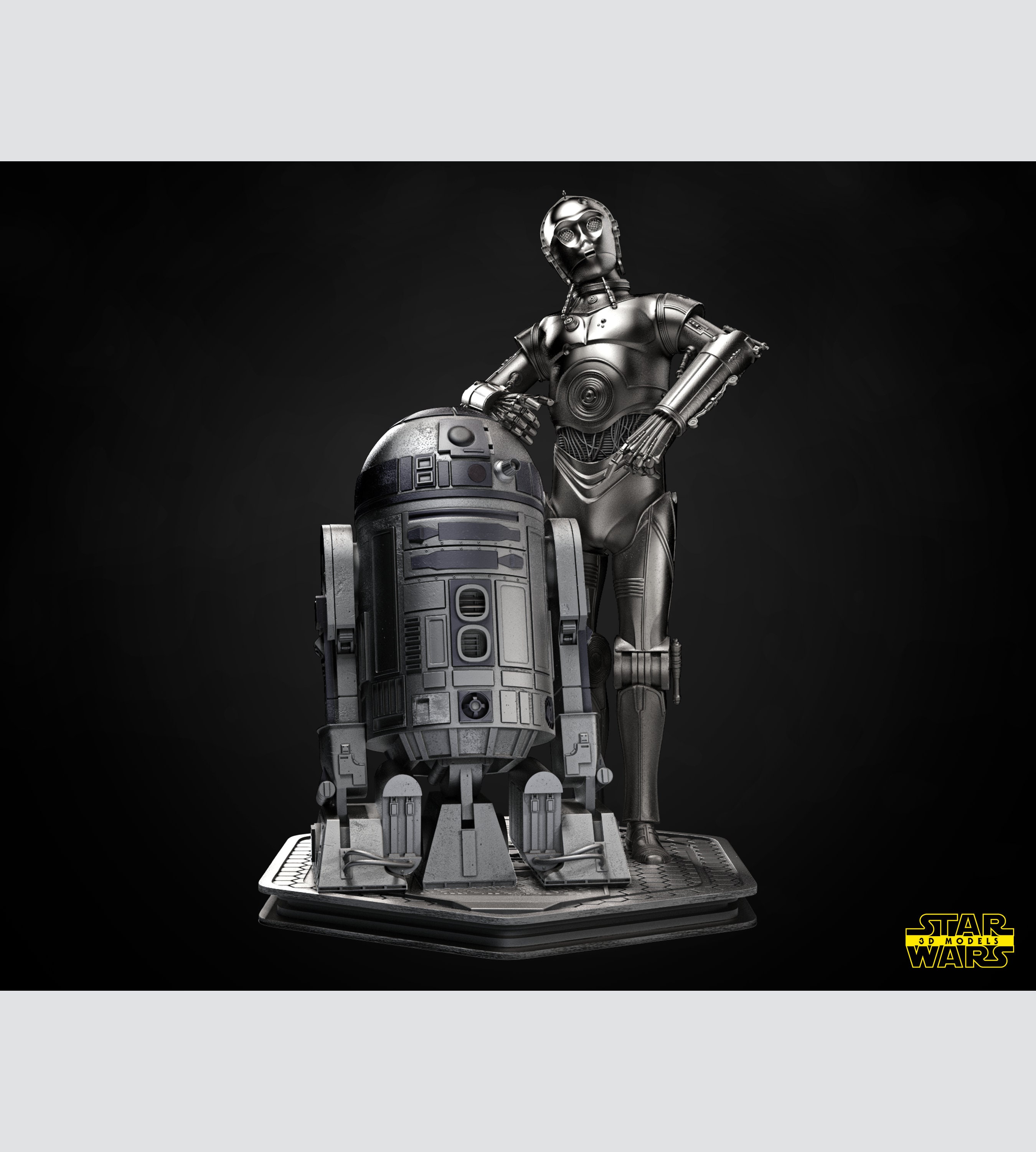 C3PO und R2D2 - Star Wars Fan Art Figur, Maßstab 1:12, Resin Fan