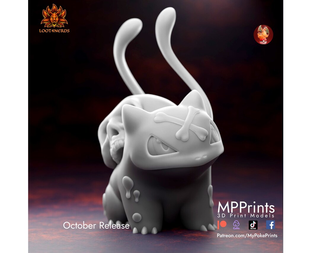 Halloween Bulbasaur - Paintable Pokemon Fan Art Figure - Bulbasaur - Etsy