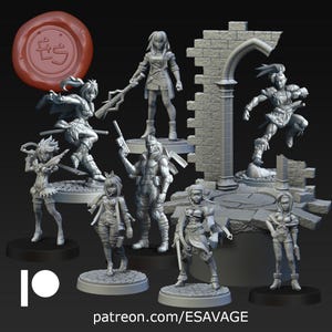 JRPG/Anime Miniatures July 2023 - Ethan Savage Studios - DnD - D&D - Pathfinder - Tabletop Miniature - RPG Mini - Dungeons and Dragons