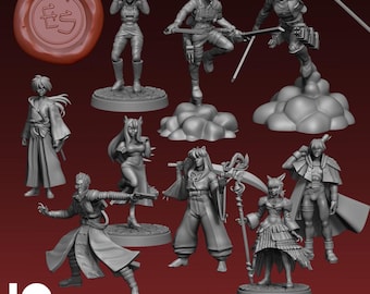 JRPG/Anime Miniatures October 2022 - Ethan Savage Studios - DnD - D&D - Pathfinder - Tabletop Miniature - RPG Mini - Dungeons and Dragons