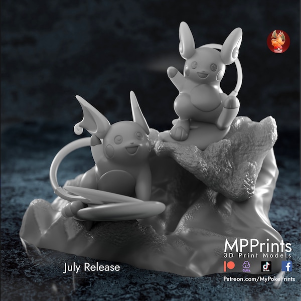 Surfing Raichus - schilderbaar Pokemon-fankunstfiguur