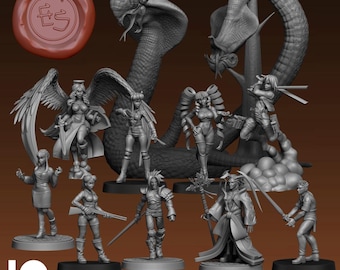 JRPG/Anime Miniatures August 2022 - Ethan Savage Studios - DnD - D&D - Pathfinder - Tabletop Miniature - RPG Mini - Dungeons and Dragons
