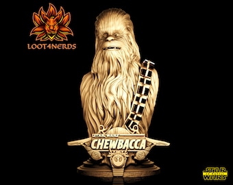 Chewbacca Bust - Paintable 3D Star Wars Model - Fan Art Bust