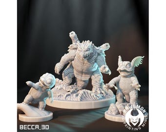 Squirtle, Wartortle and Blastoise - Kaijumon - suitable for tabletop games | D&D | wargames | RPG | skirmish games