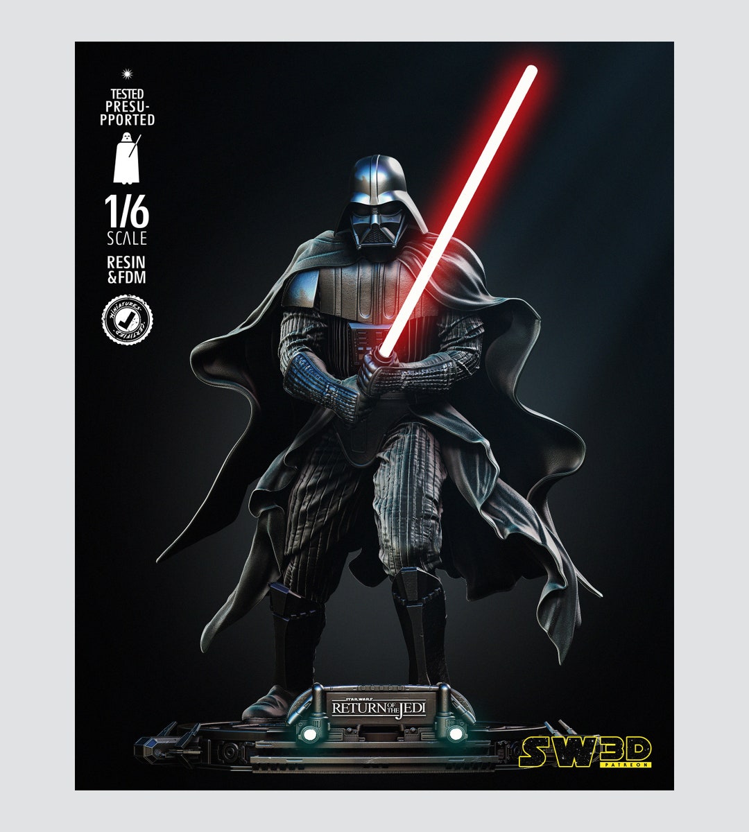 Darth Vader Episode VI Return of the Jedi Paintable 3D Star Wars Model ...