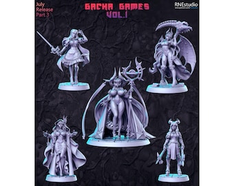 Gatcha Games Vol. 1 - RN Estudio - DnD - D&D - Pathfinder - Miniaturas de mesa - Miniaturas de rol - Dungeons and Dragons - Escaramuzas - Miniaturas