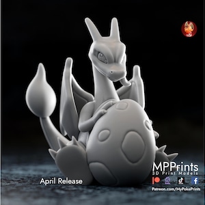 Oster Glurak - bemalbare Pokemon Fan Art Figur - Easter Charizard