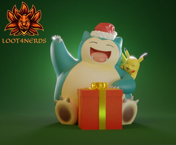 Christmas Snorlax and Pikachu Pokemon Fan Art Figure Christmas