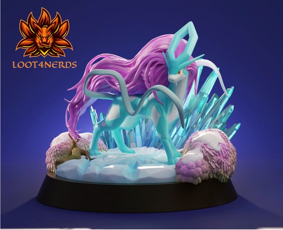 スイクン - ペイント可能なポケモンファンアートフィギュア スイクン - ペイント可能なポケモンファンアートフィギュア