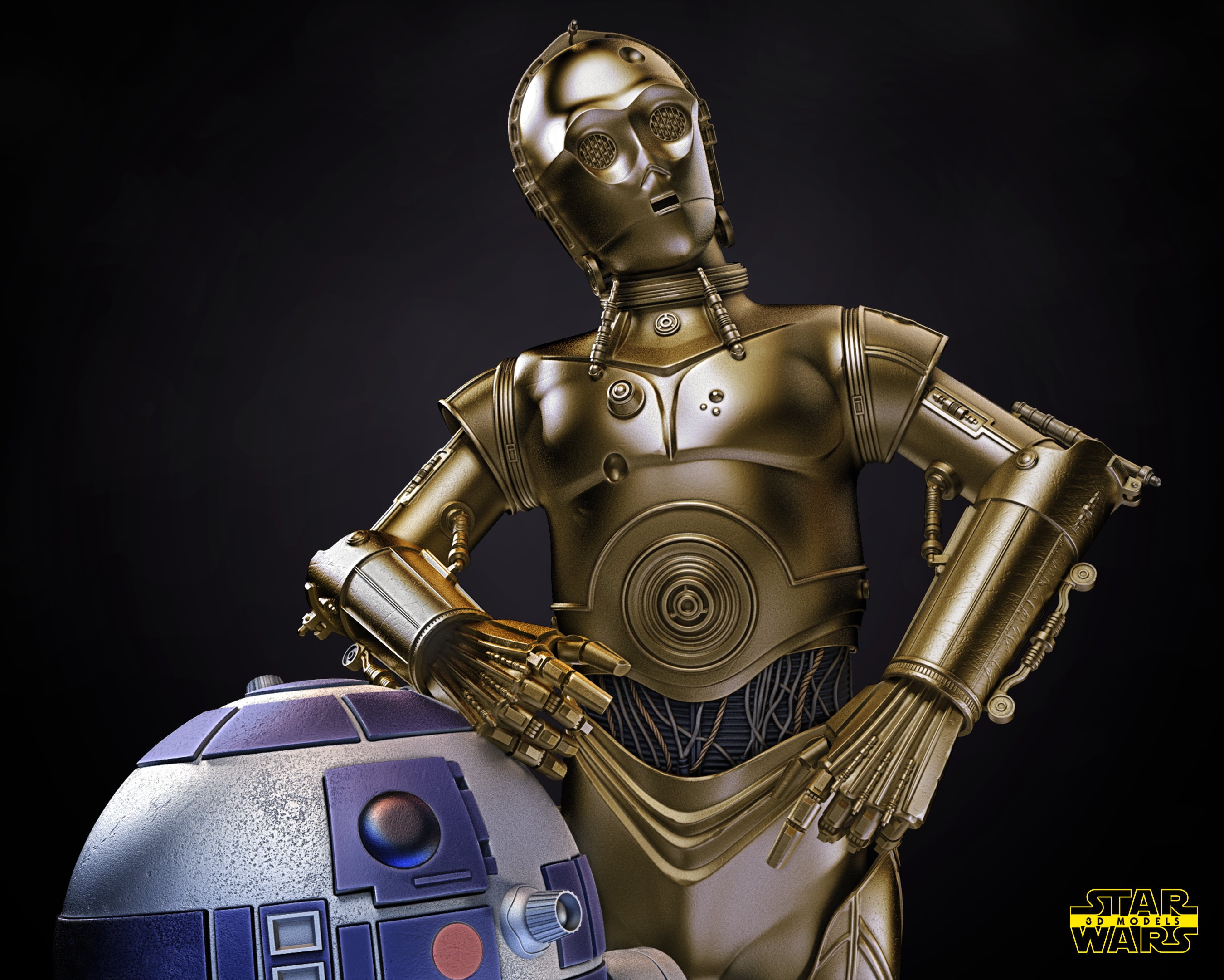 C3PO and R2D2 - Star Wars Fan Art Figure, 1:12 Scale, Resin Fan