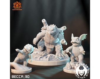 Schiggy / Schillok / Turtok - Kaijumon - suitable for tabletop games | D&D | Wargames | RPG | Skirmish - Squirtle / Wartortle / Blastoise