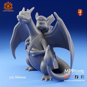 Postbote Glurak - bemalbare Pokemon Fan Art Figur - Delivery Charizard