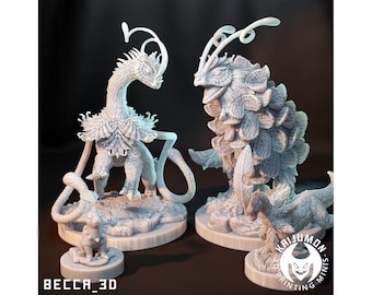 Endive, Bayleef and (Mega-) Meganium - Kaijumon - suitable for tabletop games | D&D | wargames | RPG - Chikorita / Bayleef / Meganium
