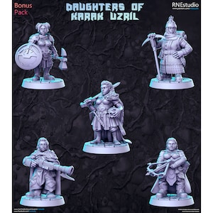 Dochters van Karak Uzril - RN Estudio - DnD - D&D - Pathfinder - Tafelblad Miniatuur - RPG Mini - Dungeons and Dragons - Schermutseling - Miniatuur