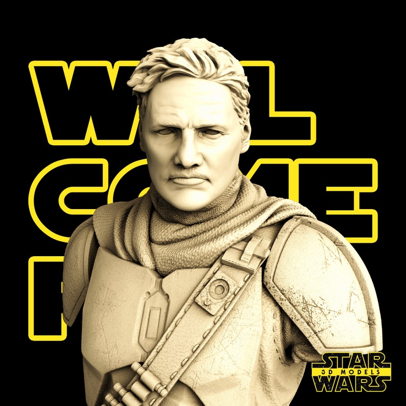 K&ouml;nnte beinhalten: Ein detailliertes 3D-gedrucktes Modell einer Figur aus Star Wars, die ein beige-braunes Kost&uuml;m mit einer strukturierten Oberfl&auml;che tr&auml;gt. Das Modell ist mit einem ernsten Gesichtsausdruck posiert und hat ein detailliertes Gesicht.