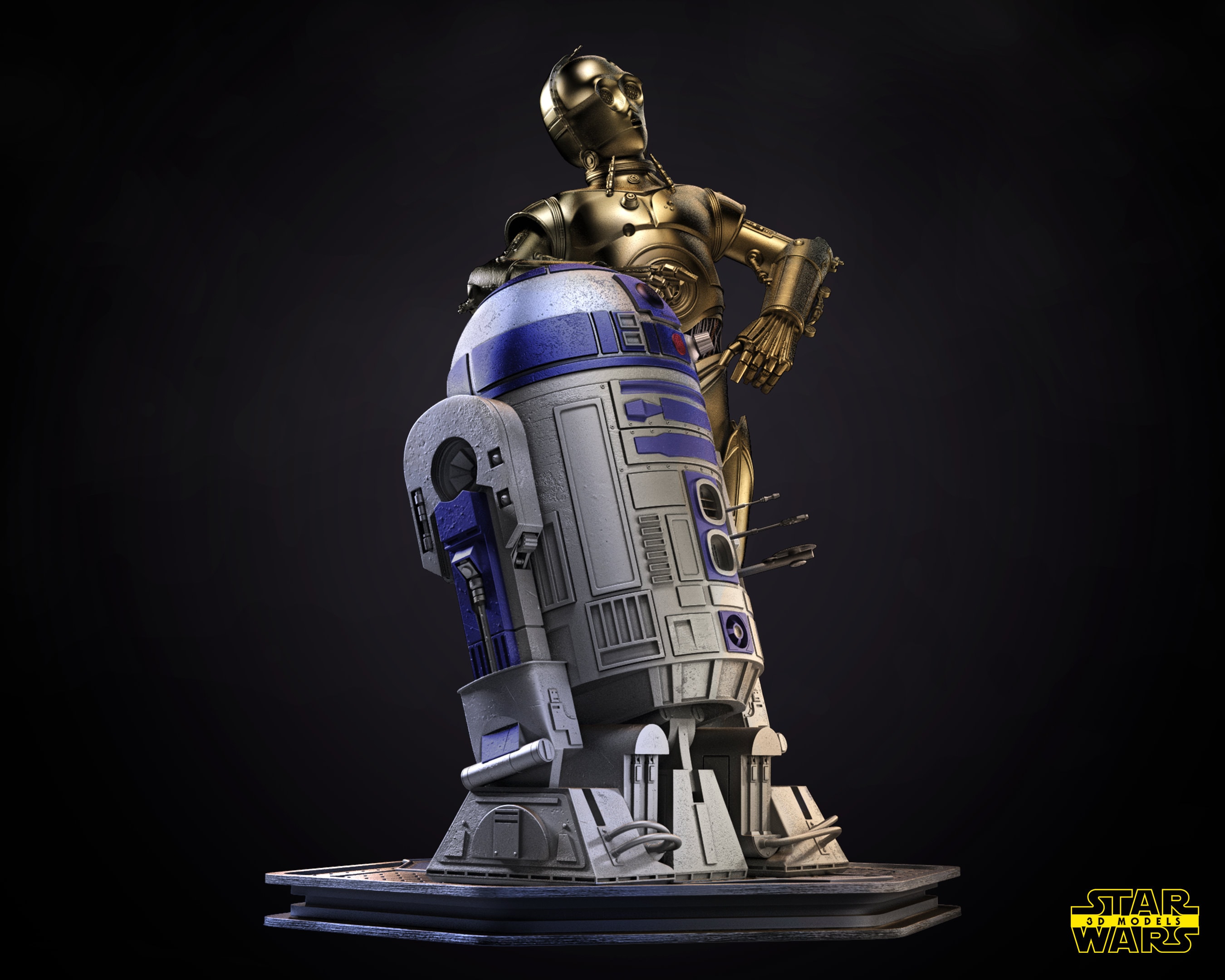 C3PO and R2D2 - Star Wars Fan Art Figure, 1:12 Scale, Resin Fan