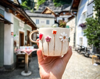 Ceramic Flower Mug | coffee cup | Handmade | Ceramic Mug | Ceramic Mug | Ceramic decoration | Gift | mug | Valentine's Day