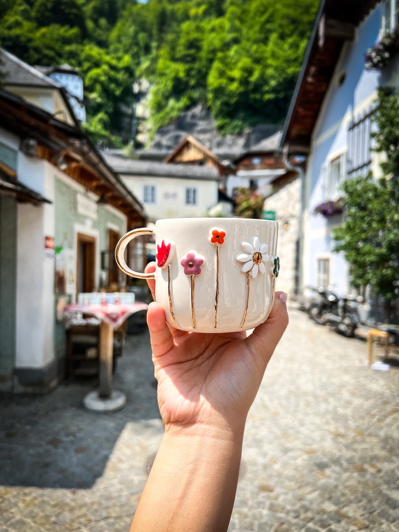 Ceramic Flower Mug coffee cup Handmade Ceramic Mug Ceramic Mug Ceramic decoration Gift mug Valentine's Day image 1