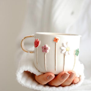 Ceramic Flower Mug coffee cup Handmade Ceramic Mug Ceramic Mug Ceramic decoration Gift mug Valentine's Day image 6