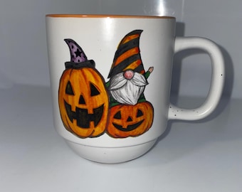 Cobwebs & Cauldrons Gnome and Pumpkin Halloween Stoneware Mug Coffee Cup
