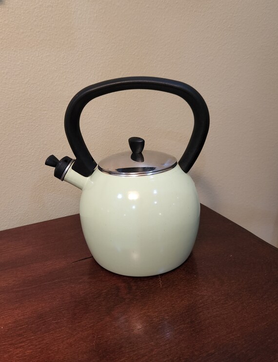 Vintage Copco Tea Kettle Teapot Light Green/black Handle Stem Etsy