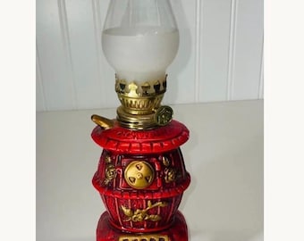 Miniature Oil Kerosene Lamp / Lantern Red Potbelly Stove Mini 10” — Lamp Japan Knott’s