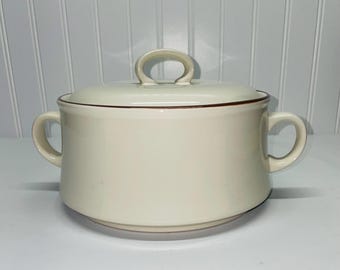 Vintage 1960s Kanney Japan 1.5 Quart Stoneware Lidded Casserole Dish Soup Tureen