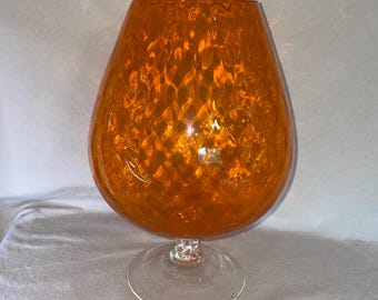 Empoli Orange Twisted Stem Art Glass XL Brandy Snifter