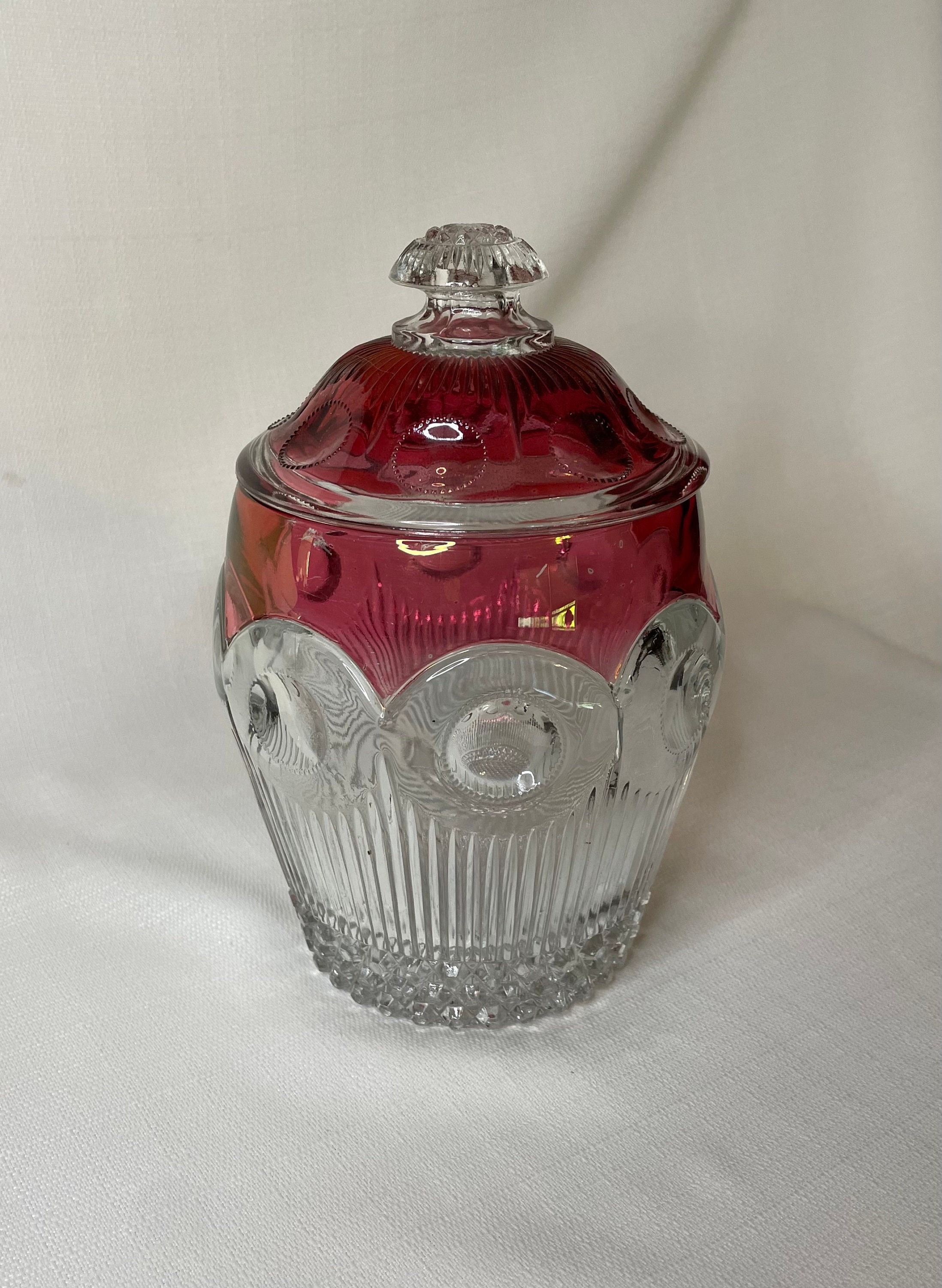 EAPG Ruby-Flashed Biscuit / Cracker Jar
