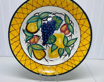 GANZ Bella Casa Large Pasta Serving Platter / Bowl with Fruit Motif Signed Valerio