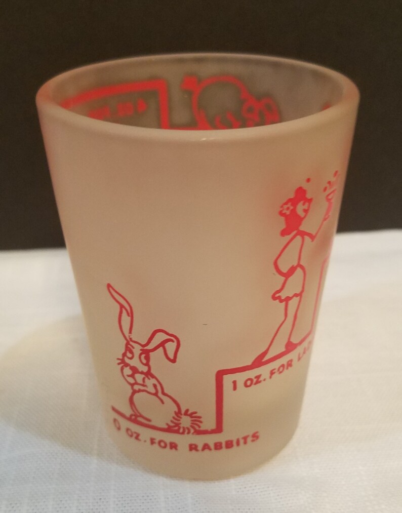 Hazel Atlas Say When Frosted Jackass Shot Glass Red Etsy