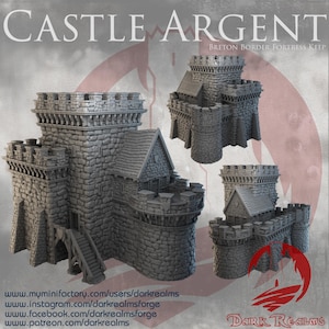 Castle Argent; Breton border fortress keep, intact and ruined