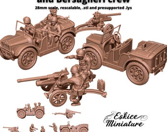 Cañón italiano 47/32 de la Segunda Guerra Mundial con camión FIAT SPA TL 37