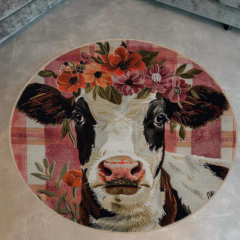 Cow Print Rug - Etsy