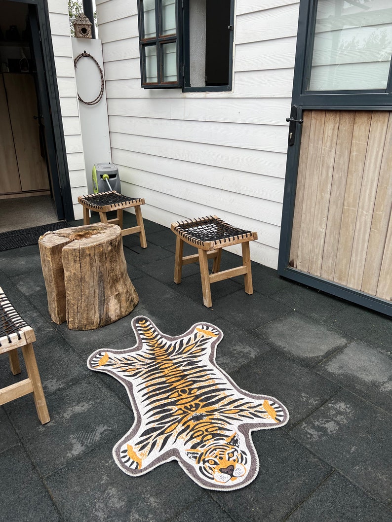 Fierce Tiger Shaped Rug Ecofriendly, Bold Animal, Rugs and Runner