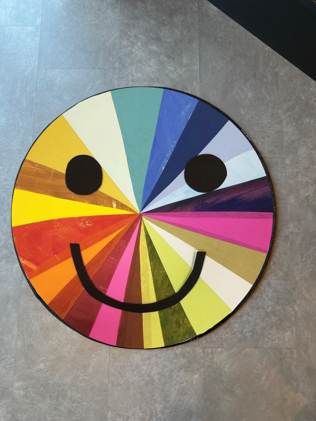 Colorful Smiley Face Rug, Fun Home Decor, Smiley Round Rug ...