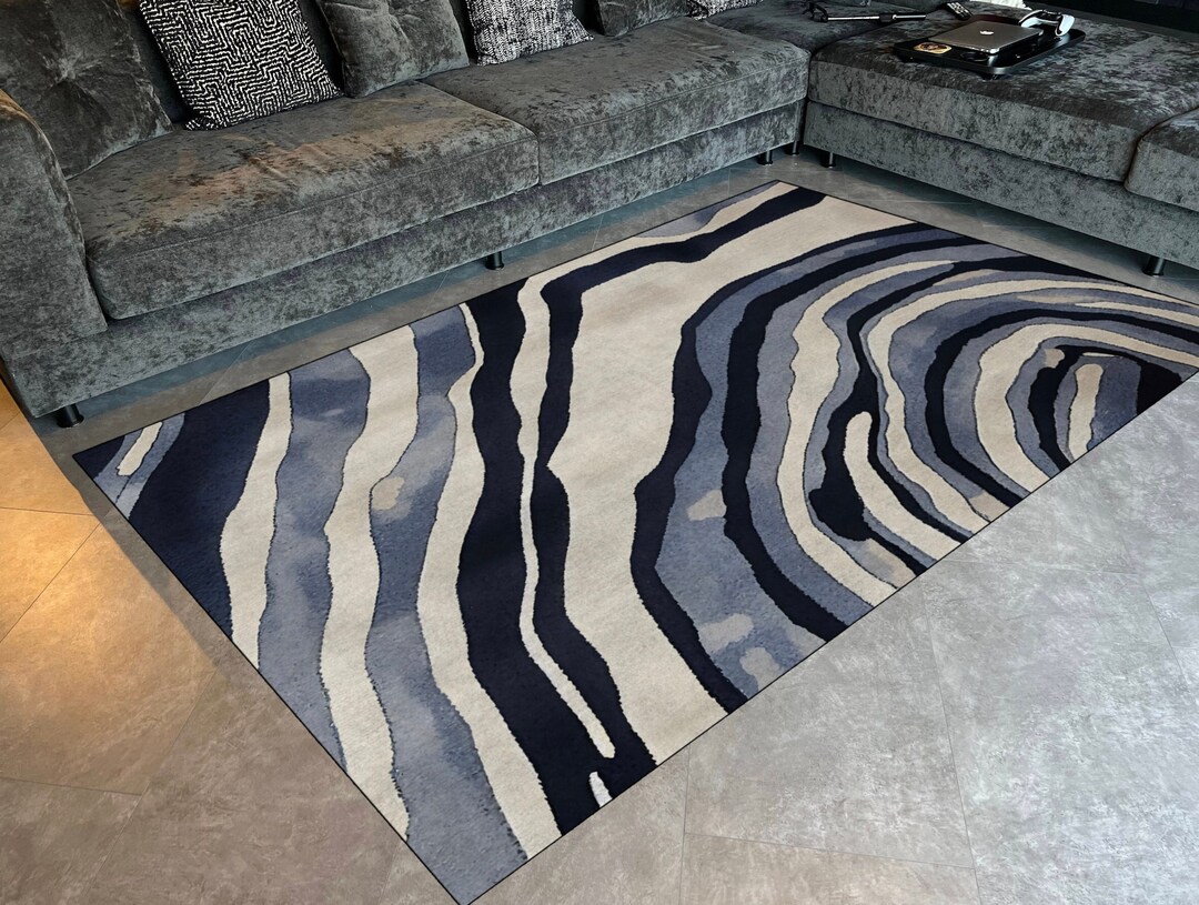 Oceanic Throw Rigs Oceanic Flow Rug Abstract Blue and Grey Design, Contemporary Area Rugs ...