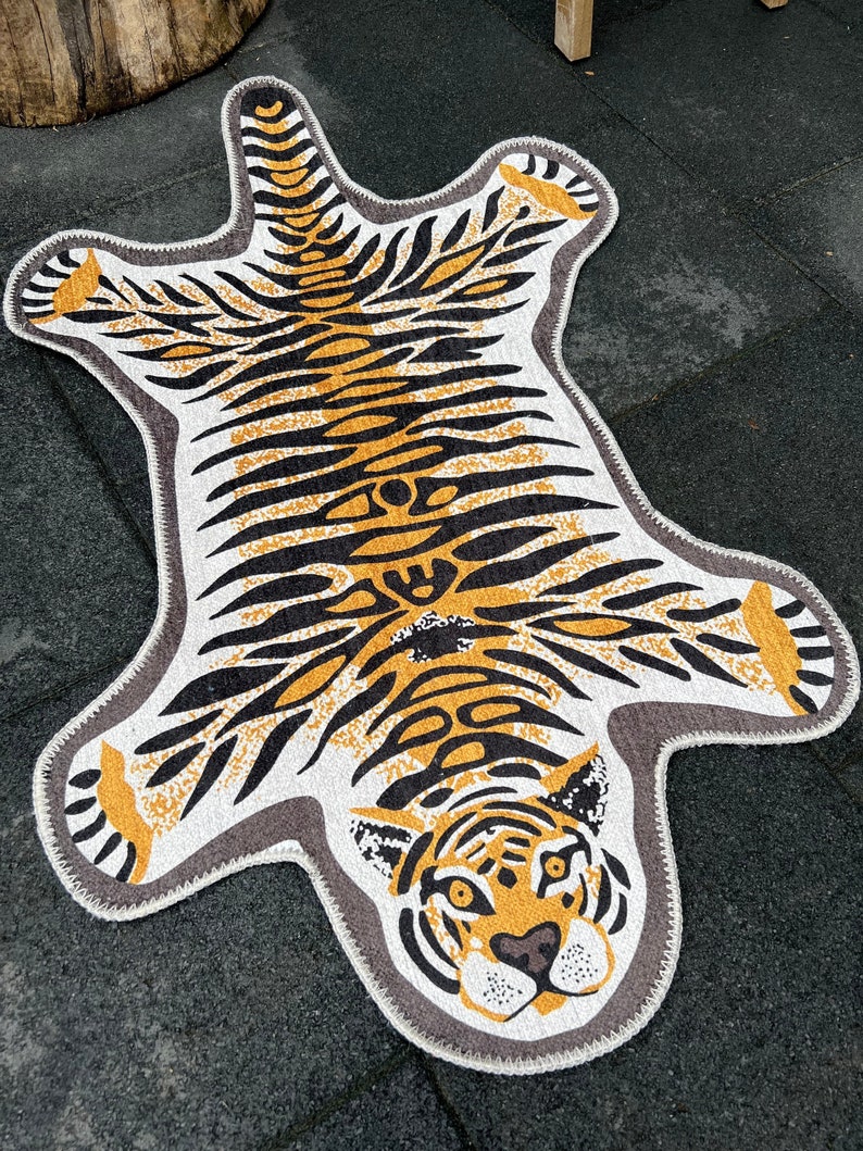 Fierce Tiger Shaped Rug Ecofriendly, Bold Animal, Rugs and Runner