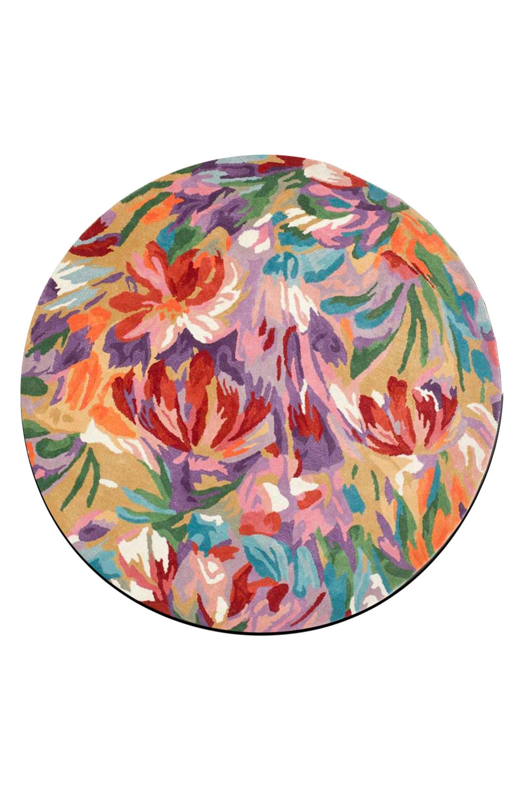 Circle Pop Art Decorative Area Rug, Modern Flower Painting Carpet, Boho ...