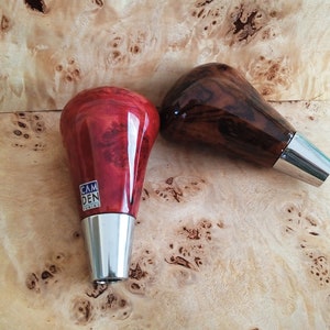 LEXUS Toyota Mazda Acura 2 Pieces Set of Walnut and Red Wood Burl Wood Gear Shift Knob with Automatic Transmission